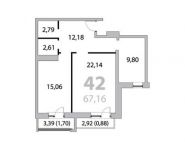 2-комнатная квартира площадью 68.23 кв.м,  | цена 8 030 186 руб. | www.metrprice.ru