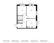 2-комнатная квартира площадью 52.3 кв.м, Молодогвардейская ул, вл36 | цена 12 426 480 руб. | www.metrprice.ru