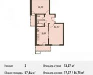2-комнатная квартира площадью 57.6 кв.м, Родниковая ул. | цена 5 734 229 руб. | www.metrprice.ru