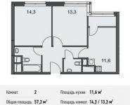 2-комнатная квартира площадью 57.2 кв.м, Докучаев пер., 2 | цена 15 500 000 руб. | www.metrprice.ru