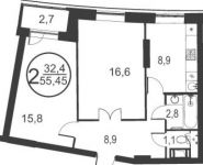2-комнатная квартира площадью 55 кв.м, Народного Ополчения ул., 18 | цена 4 591 981 руб. | www.metrprice.ru