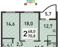 2-комнатная квартира площадью 71.6 кв.м, Имени Головкина ул., 7 | цена 8 377 200 руб. | www.metrprice.ru