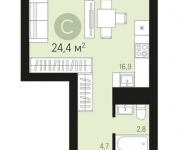 1-комнатная квартира площадью 24.4 кв.м, ул Калиновая, д. 4 | цена 2 600 000 руб. | www.metrprice.ru