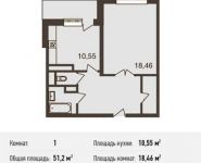 1-комнатная квартира площадью 51.2 кв.м, Мичуринский пр-кт, 26 | цена 16 281 600 руб. | www.metrprice.ru