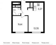 2-комнатная квартира площадью 32.7 кв.м, Заречная ул., 23 | цена 3 244 832 руб. | www.metrprice.ru