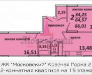 2-комнатная квартира площадью 66.01 кв.м, Садовая, 3, корп.1А | цена 3 833 442 руб. | www.metrprice.ru