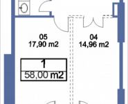 1-комнатная квартира площадью 58 кв.м, Кудрявцева, IV | цена 7 026 200 руб. | www.metrprice.ru
