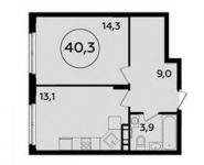 1-комнатная квартира площадью 40.3 кв.м, Сервантеса улица, д.1к1 | цена 5 190 373 руб. | www.metrprice.ru