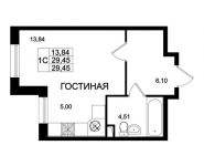 1-комнатная квартира площадью 29.45 кв.м, д.1 | цена 3 264 532 руб. | www.metrprice.ru