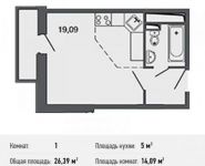 1-комнатная квартира площадью 26.4 кв.м,  | цена 2 309 125 руб. | www.metrprice.ru