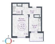 1-комнатная квартира площадью 42.3 кв.м, Бородинский б-р, 11 | цена 3 172 500 руб. | www.metrprice.ru
