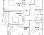 3-комнатная квартира площадью 133 кв.м, Минская, 2 корп. 1, корп.2 | цена 57 508 740 руб. | www.metrprice.ru