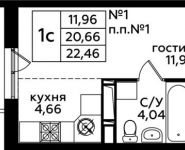 1-комнатная квартира площадью 22.46 кв.м, д.1 | цена 3 181 459 руб. | www.metrprice.ru