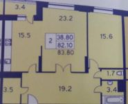 2-комнатная квартира площадью 82.1 кв.м, 6А мкр, К7 | цена 6 200 000 руб. | www.metrprice.ru