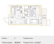1-комнатная квартира площадью 18.96 кв.м, Калинина ул, 8 | цена 2 616 480 руб. | www.metrprice.ru