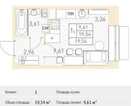 1-комнатная квартира площадью 19.54 кв.м,  | цена 1 963 770 руб. | www.metrprice.ru