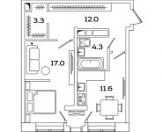 1-комнатная квартира площадью 48.1 кв.м, Рязанский проспект, д.2Б | цена 7 899 126 руб. | www.metrprice.ru