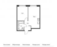 1-комнатная квартира площадью 36 кв.м, Ясеневая ул, 12к1 | цена 8 305 200 руб. | www.metrprice.ru