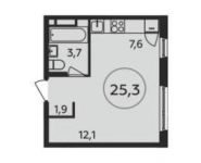 1-комнатная квартира площадью 25.3 кв.м, Сервантеса улица, д.1к1 | цена 3 957 947 руб. | www.metrprice.ru