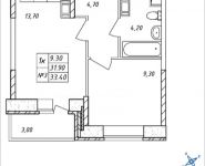 1-комнатная квартира площадью 33.4 кв.м, Дружбы, 47 | цена 3 458 570 руб. | www.metrprice.ru