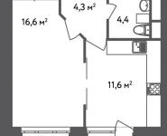 1-комнатная квартира площадью 35.7 кв.м,  | цена 4 430 370 руб. | www.metrprice.ru