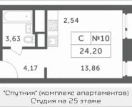 1-комнатная квартира площадью 24.2 кв.м, Раздоры, корп.3 | цена 2 274 800 руб. | www.metrprice.ru