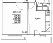 1-комнатная квартира площадью 40.32 кв.м, 2-я Муравская, корп.8 | цена 4 975 462 руб. | www.metrprice.ru