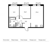 2-комнатная квартира площадью 54.4 кв.м, жилой комплекс Мякинино Парк, | цена 7 708 480 руб. | www.metrprice.ru