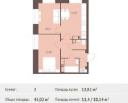 2-комнатная квартира площадью 45.02 кв.м,  | цена 4 321 920 руб. | www.metrprice.ru