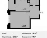 1-комнатная квартира площадью 42.9 кв.м, Берзарина ул., 28 | цена 7 809 007 руб. | www.metrprice.ru