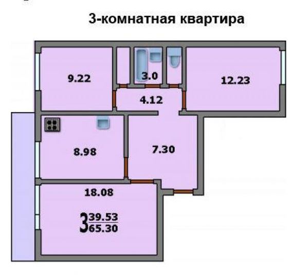 Продается 3-комнатная первичка по адресу академика волгина у.