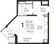 1-комнатная квартира площадью 32.7 кв.м, Косинское шоссе, д.1 | цена 2 524 440 руб. | www.metrprice.ru