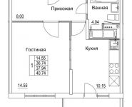 1-комнатная квартира площадью 37.94 кв.м, 2-я Муравская | цена 4 941 062 руб. | www.metrprice.ru