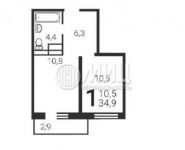 1-комнатная квартира площадью 35.2 кв.м, Зеленые Аллеи бул. | цена 3 600 000 руб. | www.metrprice.ru