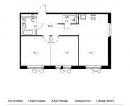 2-комнатная квартира площадью 59.7 кв.м, Молодогвардейская ул, вл36 | цена 17 235 390 руб. | www.metrprice.ru