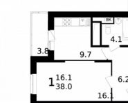 1-комнатная квартира площадью 38 кв.м, Колпакова ул., 44 | цена 3 207 960 руб. | www.metrprice.ru