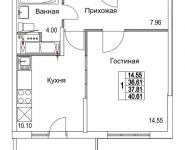 1-комнатная квартира площадью 37.81 кв.м, 2-я Муравская | цена 5 202 353 руб. | www.metrprice.ru