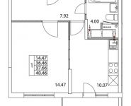 1-комнатная квартира площадью 37.66 кв.м, 2-я Муравская | цена 5 485 404 руб. | www.metrprice.ru