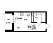1-комнатная квартира площадью 20.73 кв.м, д.1 | цена 3 153 033 руб. | www.metrprice.ru