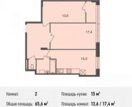 2-комнатная квартира площадью 65.6 кв.м, Богородский мкр, 14 | цена 3 844 160 руб. | www.metrprice.ru