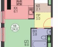 1-комнатная квартира площадью 24 кв.м, Авангардная ул., К7 | цена 2 784 000 руб. | www.metrprice.ru