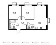 2-комнатная квартира площадью 56.4 кв.м, деревня Саларьево, вл6 | цена 6 999 240 руб. | www.metrprice.ru