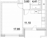 1-комнатная квартира площадью 39.67 кв.м, Лазоревый пр., 3 | цена 9 056 264 руб. | www.metrprice.ru