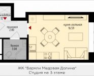 1-комнатная квартира площадью 24.33 кв.м, Октябрьская, к3 | цена 2 595 345 руб. | www.metrprice.ru
