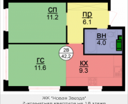 2-комнатная квартира площадью 42.2 кв.м, Бачуринская, корп.2 | цена 5 190 600 руб. | www.metrprice.ru