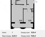 1-комнатная квартира площадью 44.5 кв.м, Берзарина ул., 28 | цена 7 908 578 руб. | www.metrprice.ru