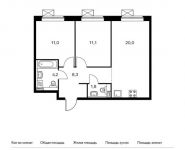 2-комнатная квартира площадью 56.4 кв.м, | цена 6 830 040 руб. | www.metrprice.ru