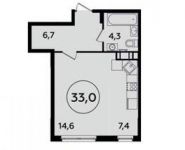 1-комнатная квартира площадью 33 кв.м, Сервантеса улица, д.1к1 | цена 4 585 532 руб. | www.metrprice.ru