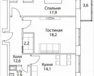 2-комнатная квартира площадью 71.2 кв.м, улица Николая Химушина, 9к2 | цена 18 419 440 руб. | www.metrprice.ru